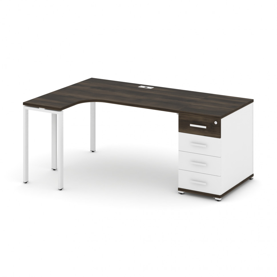 Concept Стол эргономичный CN.SA-401(L) W Дуб Мали/Белый Бриллиант/Металл Белый 1800*1180*750