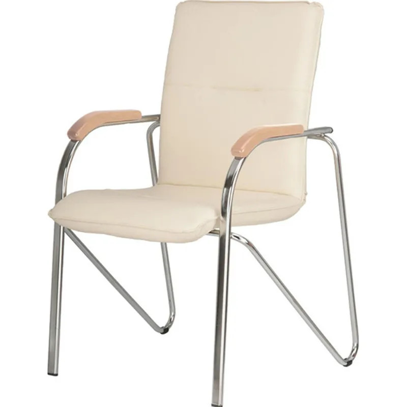 Конференц-кресло 0MX_UA_EChair SAMBA Chrome к/з бежев./бук (V-18 1.007)