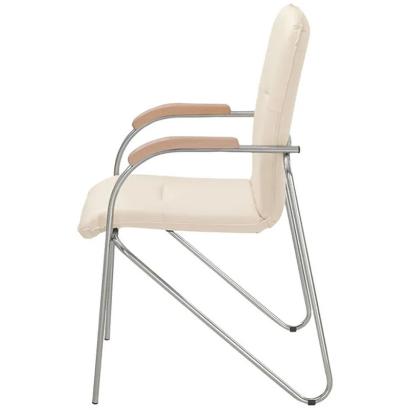 Конференц-кресло 0MX_UA_EChair SAMBA Chrome к/з бежев./бук (V-18 1.007)