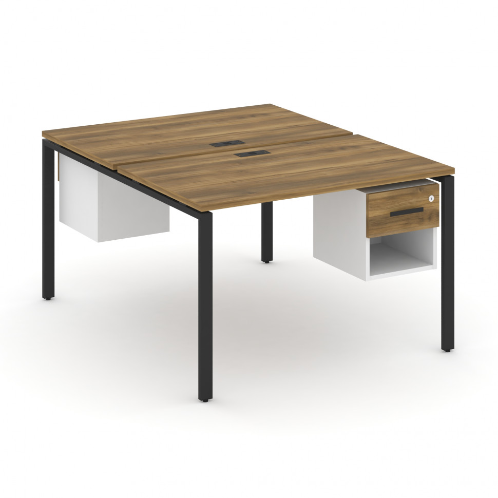 Concept Рабочая станция 2 сторонняя с подвесными тумбами на 2 места CN.DRS-118 B Сандал Янтарный/Бел