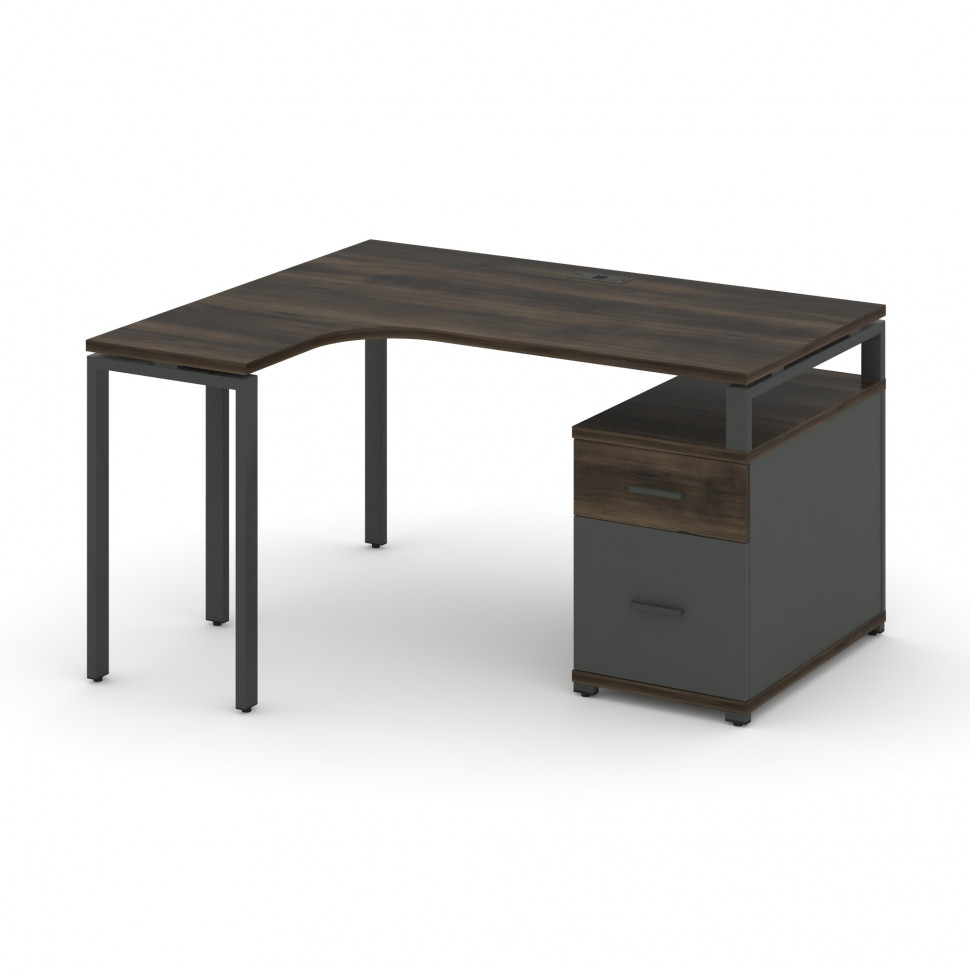 Concept Стол эргономичный с опорной тумбой CN.SA-302(L) A Дуб Мали/Антрацит/Металл Антрацит 1380/174
