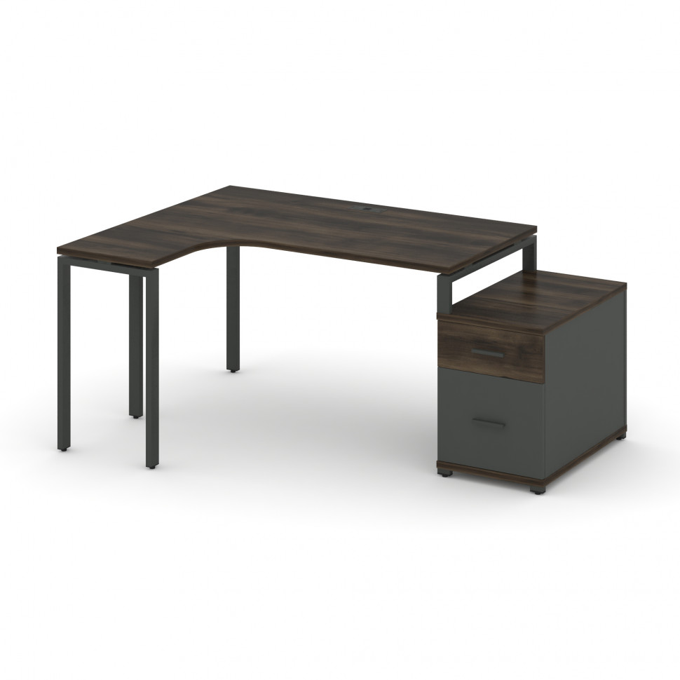 Concept Стол эргономичный с опорной тумбой CN.SA-302(L) A Дуб Мали/Антрацит/Металл Антрацит 1380/174