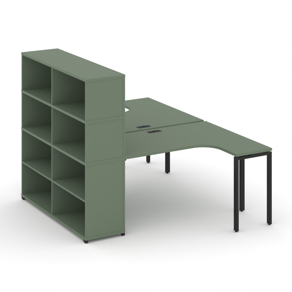 Concept Рабочая станция с опорным стеллажом с надставкой выс. CN.DSA-208 Кобо/Металл Черный 2000*148