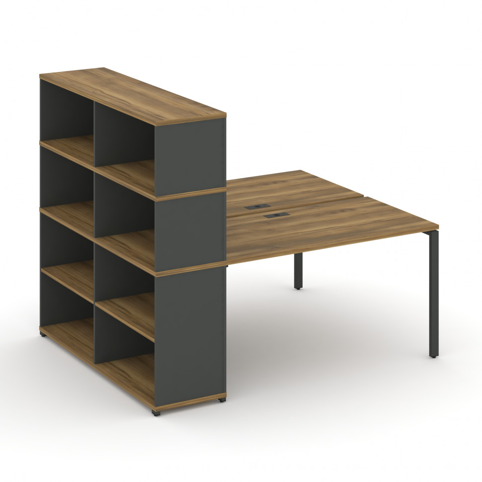 Concept Рабочая станция с опорным стеллажом с надставкой выс. CN.DRS-213 Сандал Янтарный/Антрацит/Ме