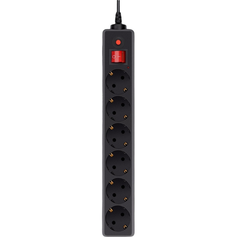 Сетевой фильтр Buro 600SH-16-1.8-B 1.8м (6 розеток) черный (коробка)