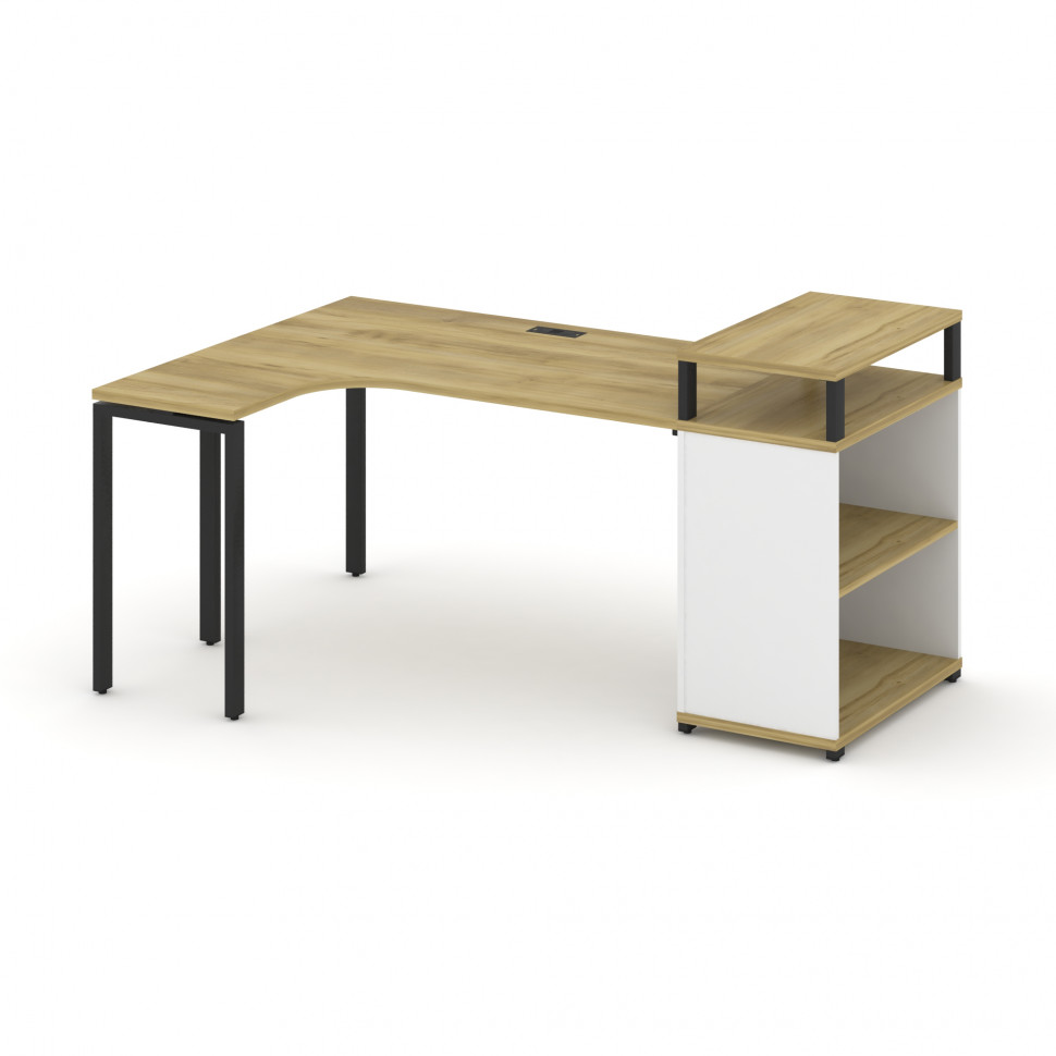 Concept Стол эргономичный с опорным стеллажом с верх. горизонтом CN.SA-203(L) Дуб Винченцо/Белый Бри