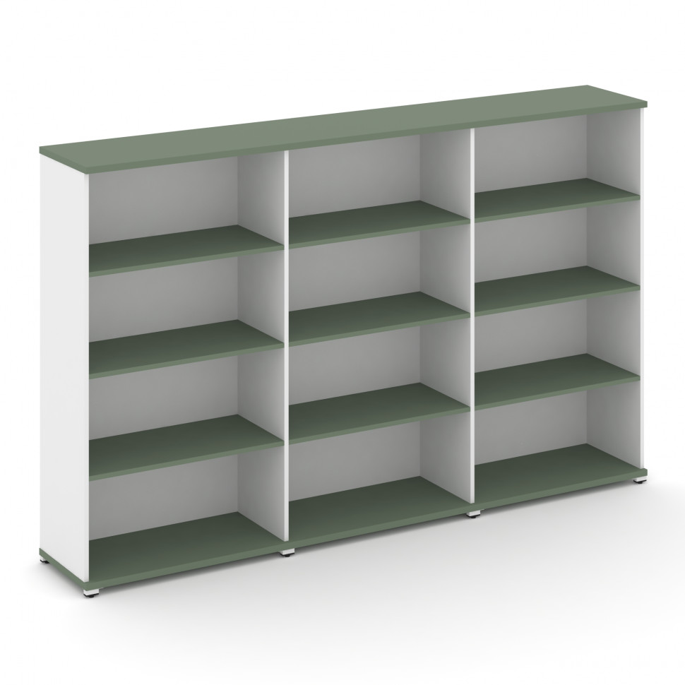 Concept Стеллаж 3 широкие секции, 4 ниши CN.STS-430 Кобо/Белый Бриллиант/Металл Белый 2500*420*1554