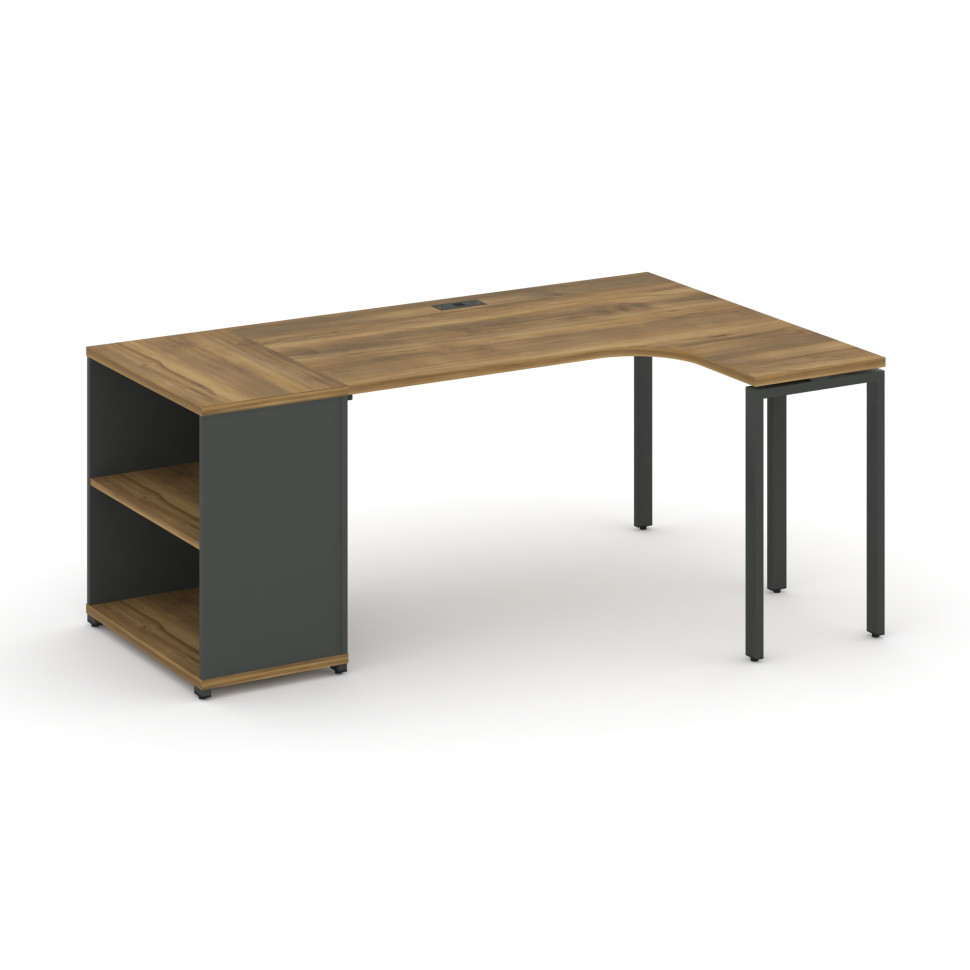 Concept Стол эргономичный с опорным стеллажом CN.SA-202(R) Сандал Янтарный/Антрацит/Металл Антрацит Concept Стол эргономичный с опорным стеллажом CN.SA-202(R) Сандал Янтарный/Антрацит/Металл Антрацит
