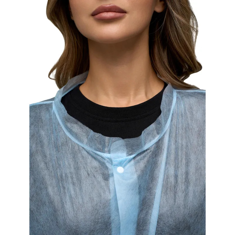 Халат на кнопках, (20 гр), р.XL ,голубой, (5 шт/упак)