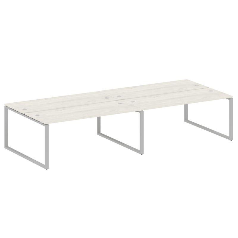 Metal System Рабочая станция на 4 места на О-образном м/к БО.СМ-4.5 Дуб Наварра/Металл Серый 3600*14