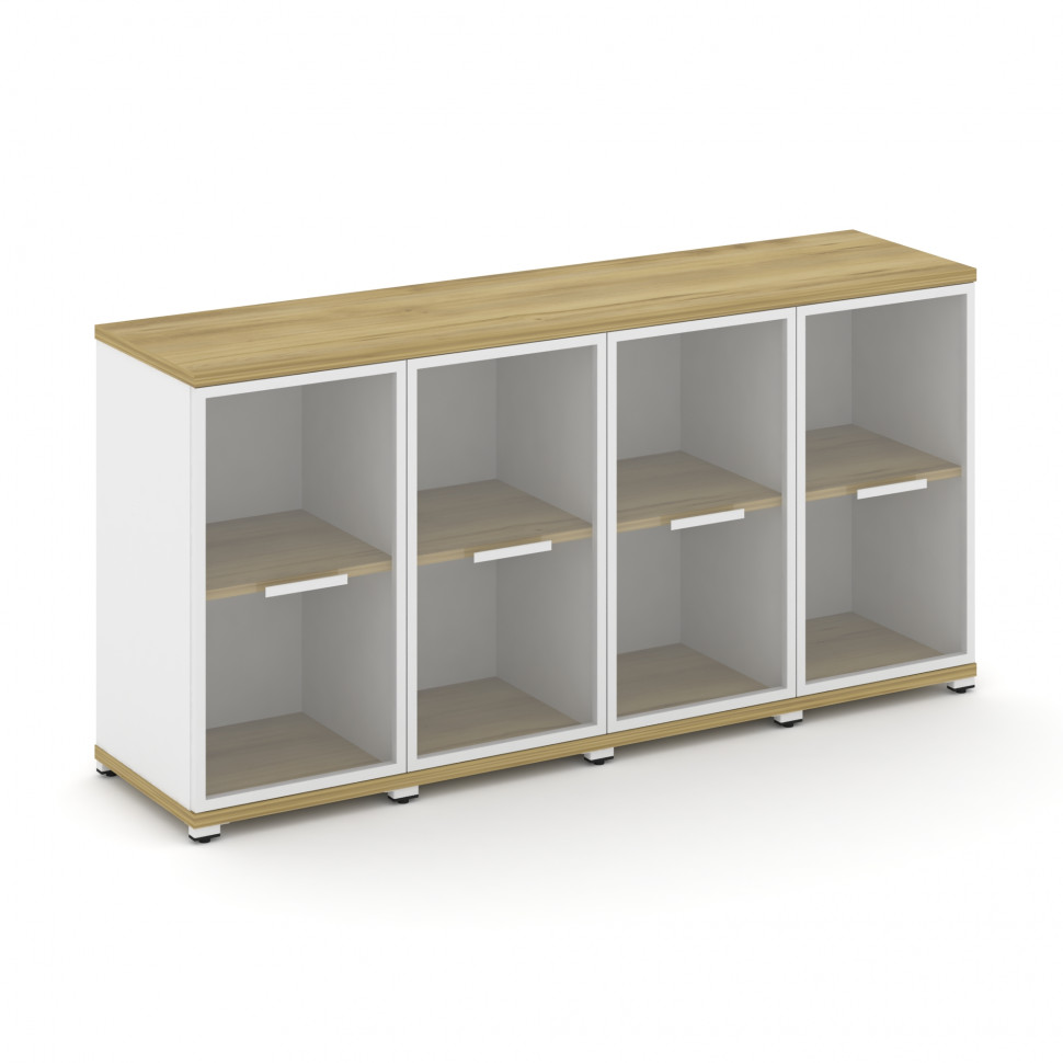 Concept Шкаф 4 узкие секции, 2 ниши CN.STU-243 RPW W Дуб Винченцо/Белый Бриллиант/Металл Белый/Прозр