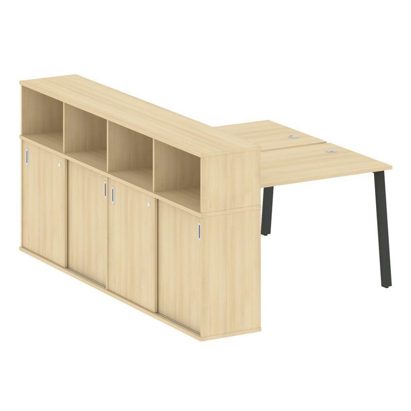 Metal System Рабочая станция с шкафом-купе на А-образном м/к БА.РС-СШК-4.2 Т Акация Лорка/Металл Ант