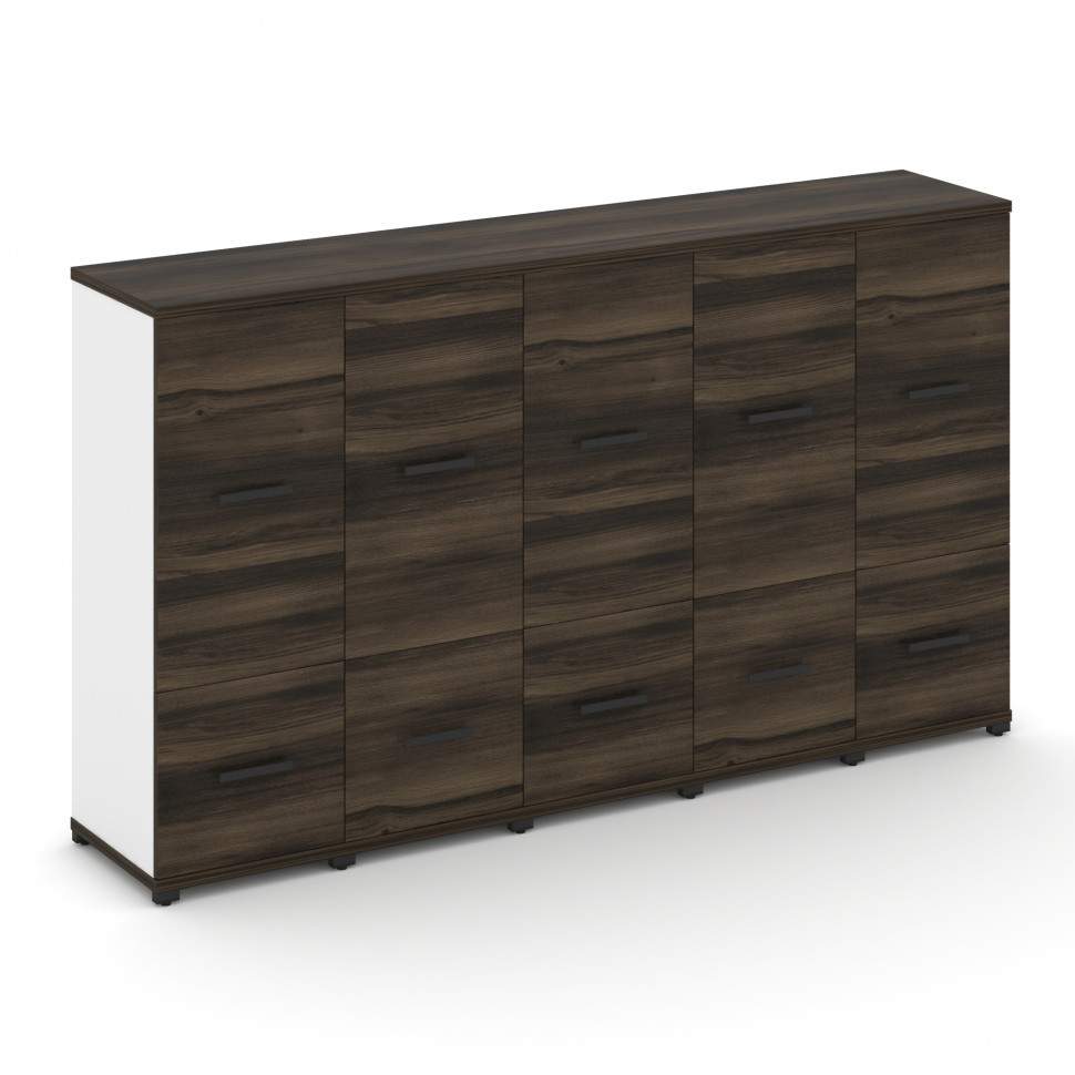 Concept Шкаф 5 узких секций, 3 ниши CN.STU-352 B Дуб Мали/Белый Бриллиант/Металл Черный 2084*420*118