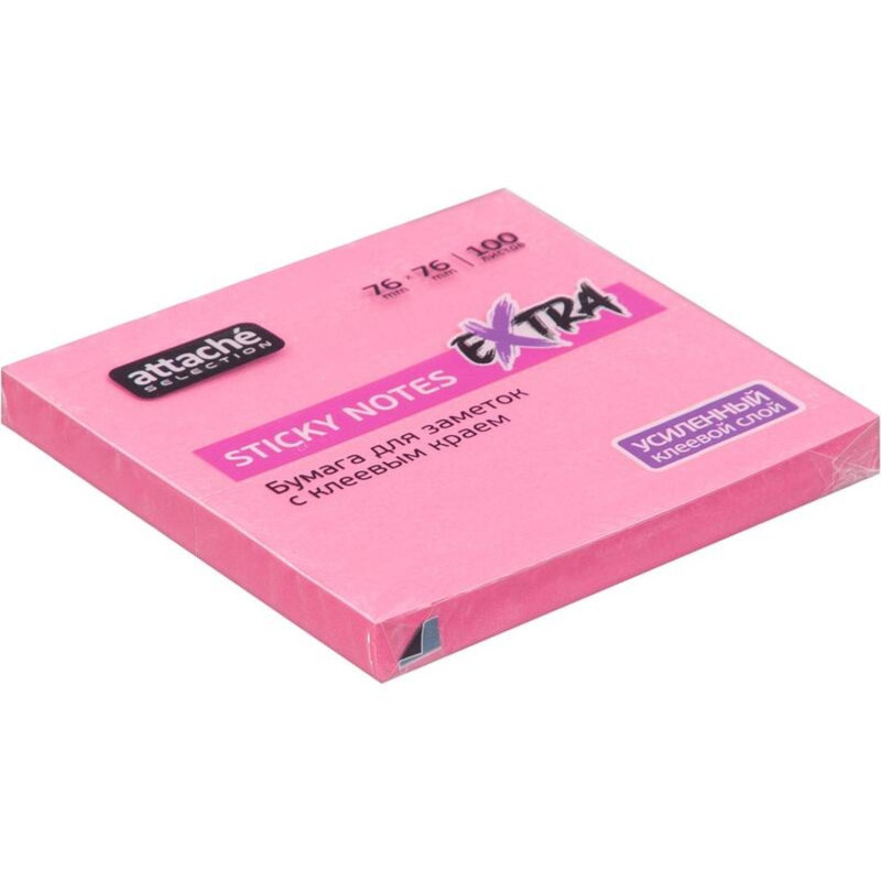 Стикеры Attache Selection Extra с клеев. краем 76х76, неон, пурпур. 100л