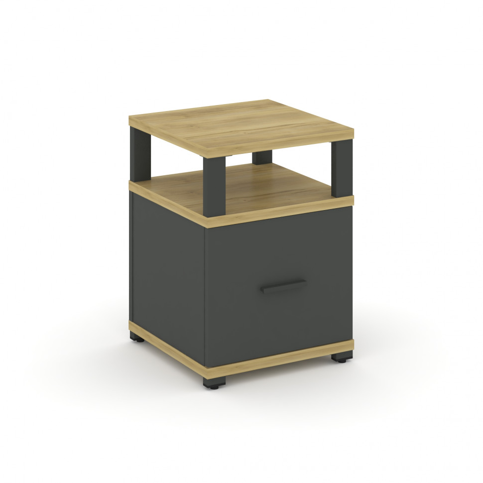 Concept Тумба приставная 1 распаш. фасад с надставкой CN.TUP-005 A Дуб Винченцо/Антрацит/Металл Антр