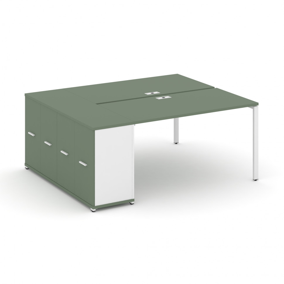 Concept Рабочая станция с опорным распаш. шкафом CN.DRS-219 W Кобо/Белый Бриллиант/Металл Белый 1800