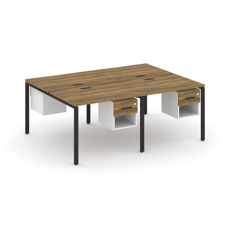 Concept Рабочая станция двухсторонняя с подвесными тумбами на 4 места CN.DRS-137 B Сандал Янтарный/Б