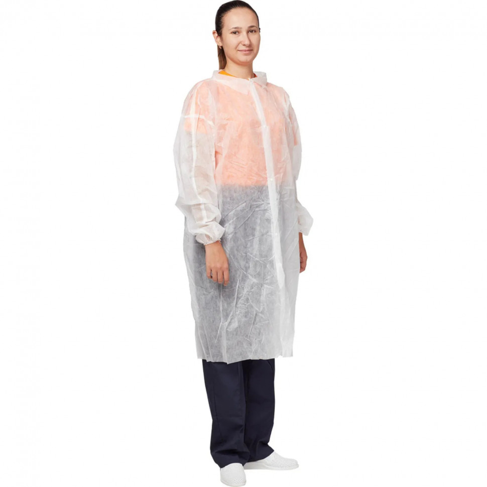 Халат на кнопках (30 гр) XL белый (10 шт/упак)