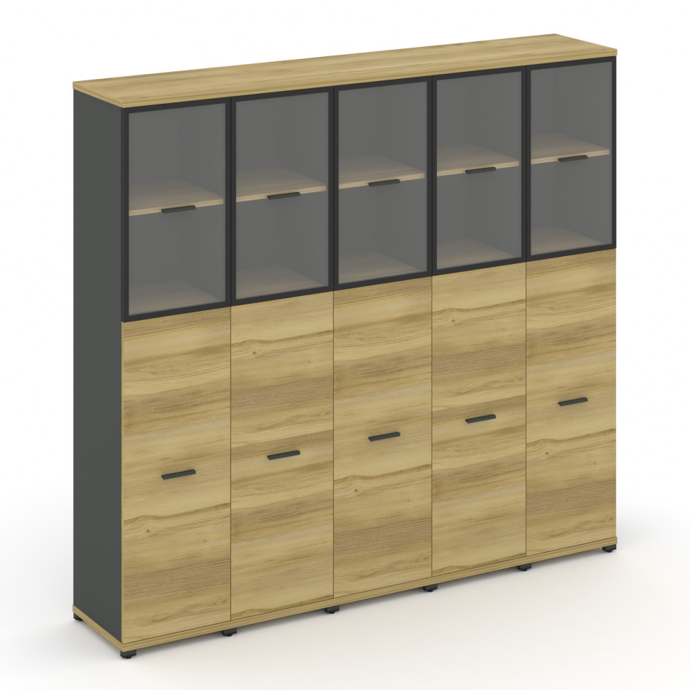 Concept Шкаф 5 узких секций, 5 ниш CN.STU-555 RPB A Дуб Винченцо/Антрацит/Металл Антрацит/Прозрачный