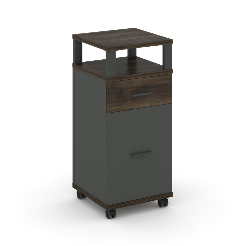 Concept Тумба мобильная 1 ящ.+1 распаш. фасад с надставкой CN.TUM-012 A Дуб Мали/Антрацит/Металл Ант