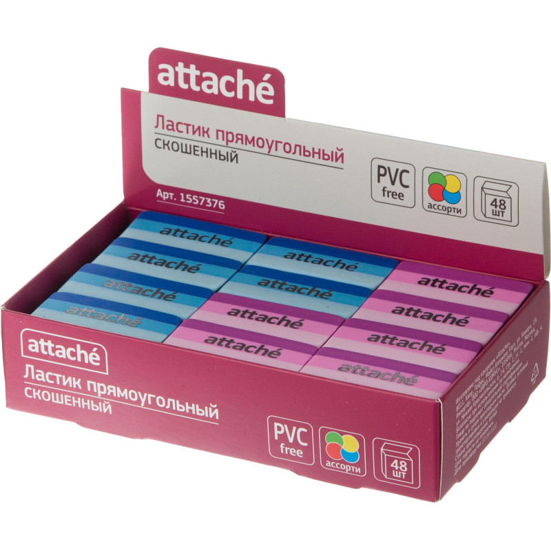 Ластик Attache прямоуг. скош., 49x19x8 мм, термопл.каучук, ассорти Ластик Attache прямоуг. скош., 49x19x8 мм, термопл.каучук, ассорти