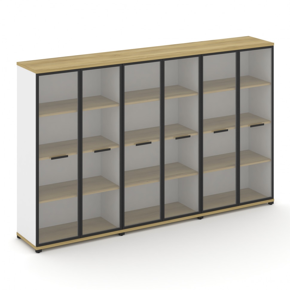 Concept Шкаф 3 широкие секции, 4 ниши CN.STS-436 RPB B Дуб Винченцо/Белый Бриллиант/Металл Черный/Пр