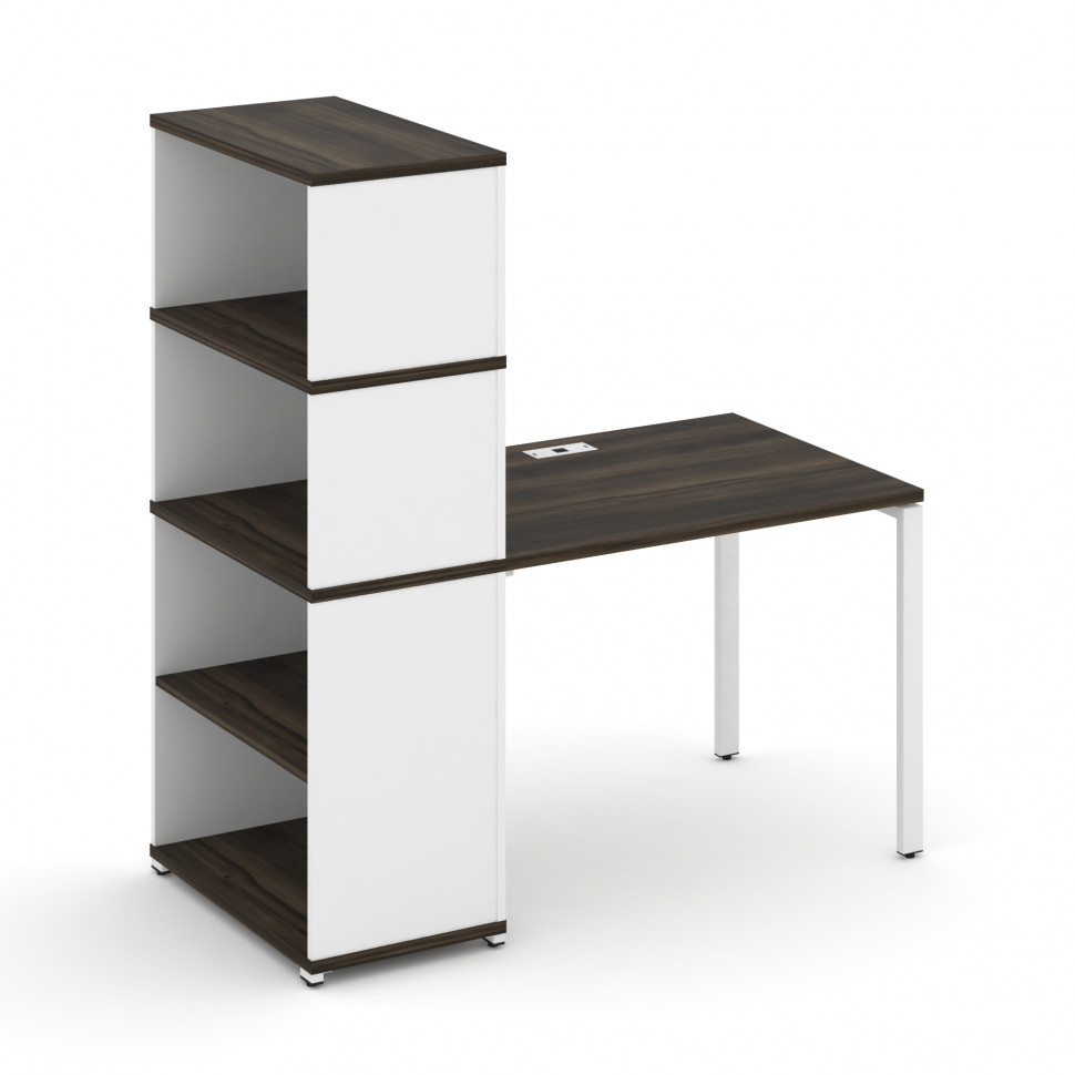 Concept Стол рабочий с опорным стеллажом с надставкой выс. CN.SP-213 Дуб Мали/Белый Бриллиант/Металл Concept Стол рабочий с опорным стеллажом с надставкой выс. CN.SP-213 Дуб Мали/Белый Бриллиант/Металл