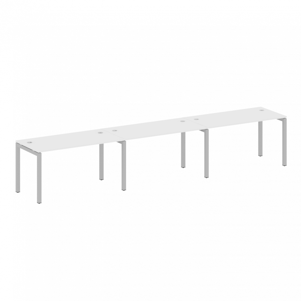 Metal System Quattro Рабочая станция на 3 места на П-образном м/к 50БП.СМ-3.3 Белый/Металл Серый 420