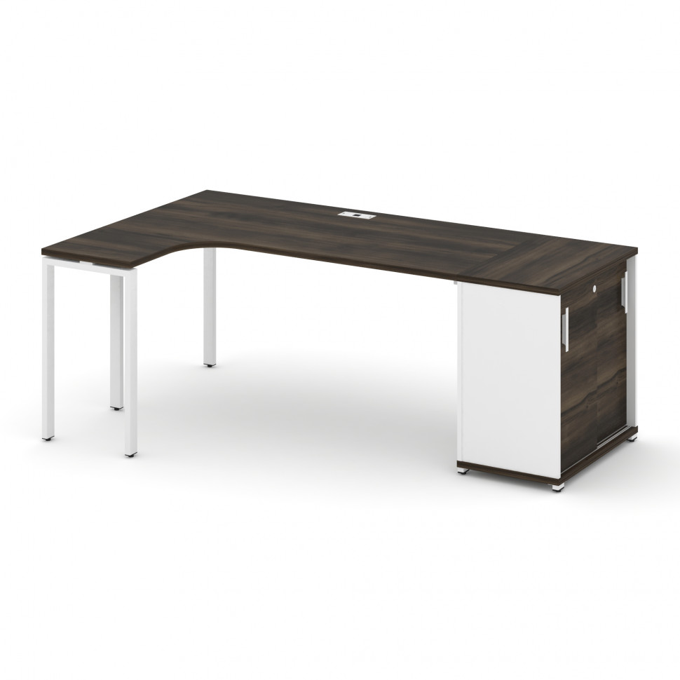 Concept Стол эргономичный с опорным шкафом-купе CN.SA-218(L) W Дуб Мали/Белый Бриллиант/Металл Белы Concept Стол эргономичный с опорным шкафом-купе CN.SA-218(L) W Дуб Мали/Белый Бриллиант/Металл Белы
