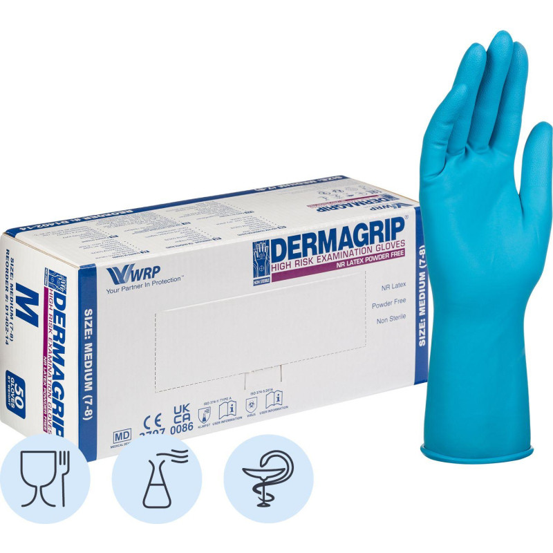 Перчатки мед.смотров. латекс.,нестер.,н/о, Dermagrip High Risk(M) 25 пар,ПС