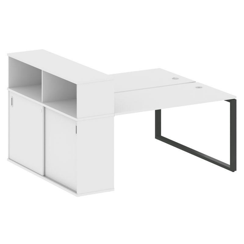 Metal System Рабочая станция с шкафом-купе на О-образном м/к БО.РС-СШК-2.3 Т Белый/Металл Антрацит 1