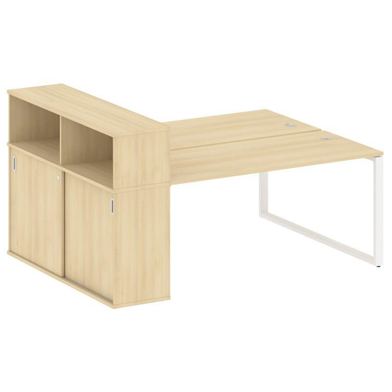 Metal System Рабочая станция с шкафом-купе на О-образном м/к БО.РС-СШК-2.4 Т Акация Лорка/Металл Бел