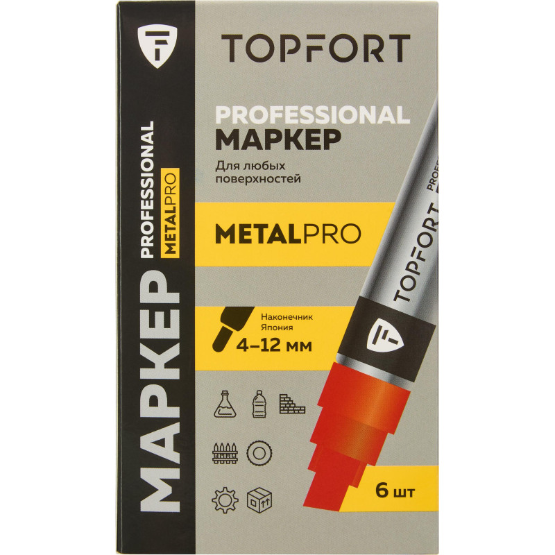 Маркер для металла TOPFORT MetalPro 4-12 мм красный