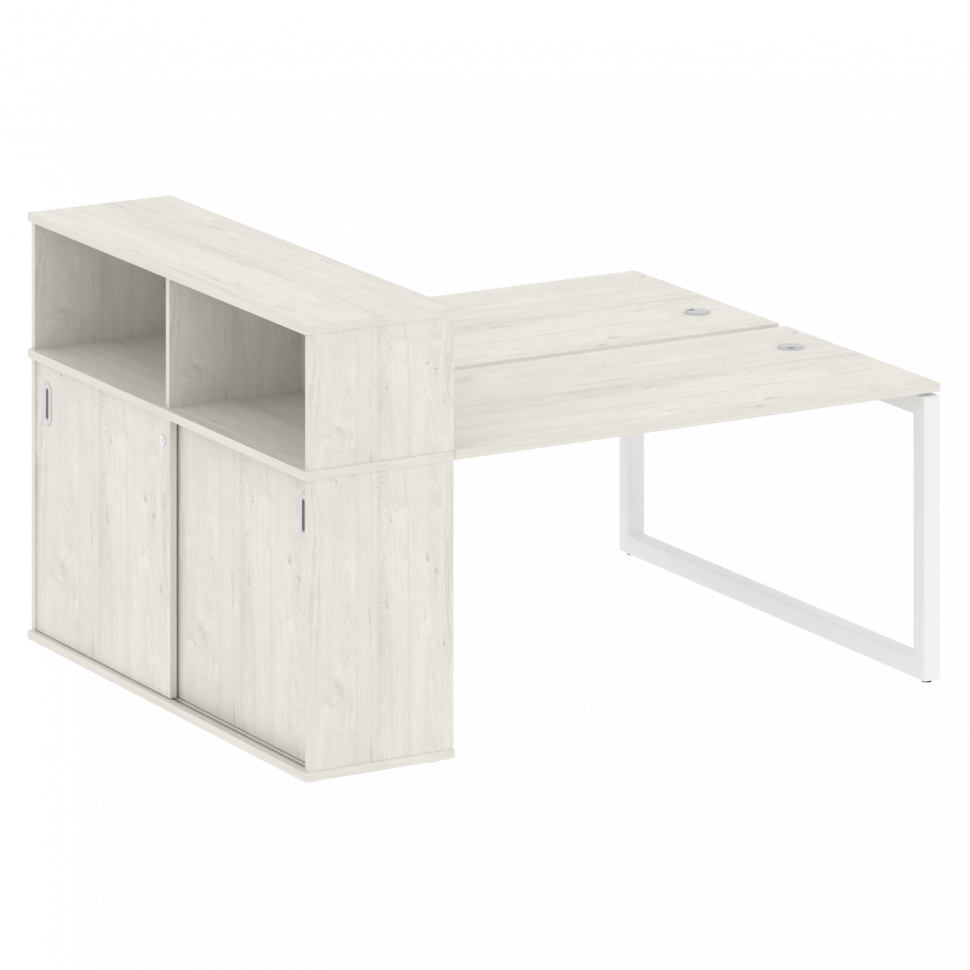 Metal System Quattro Рабочая станция с шкафом-купе на О-образном м/к 50БО.РС-СШК-2.3 Т Дуб Наварра/М