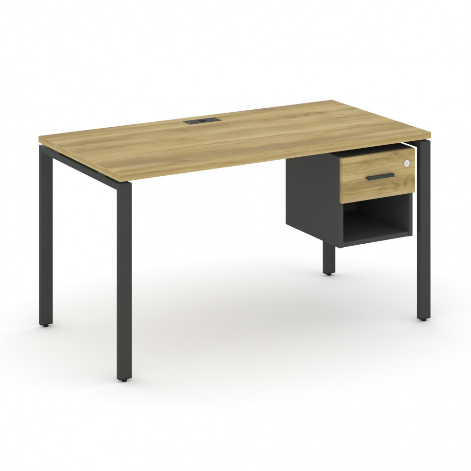 Concept Стол рабочий с подвесной тумбой 1 открытой нишей и одним ящ. CN.SP-118 A Дуб Винченцо/Антрац