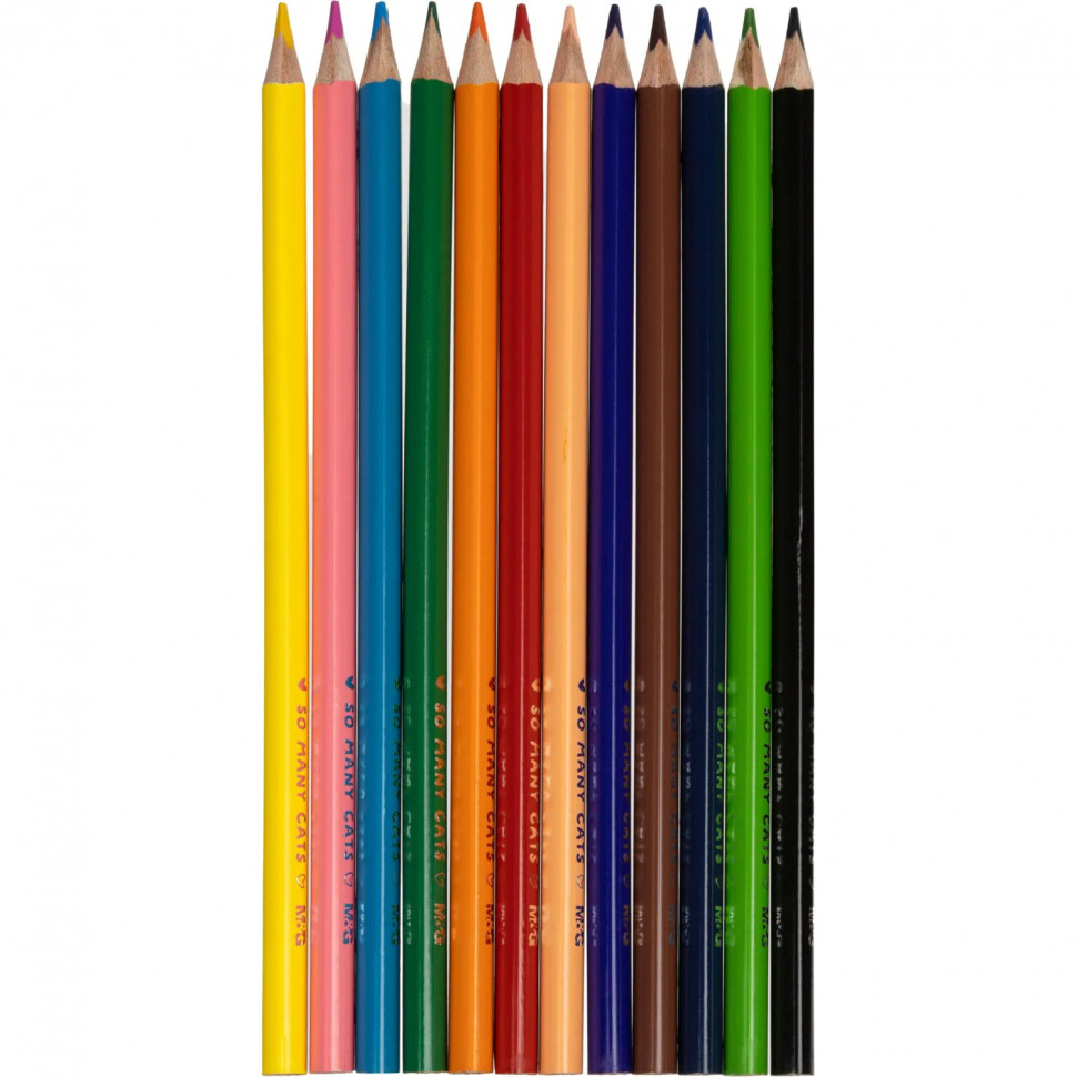 Карандаши цветные So Many Cats деревянные трехгранные, 12 цветов в наборе