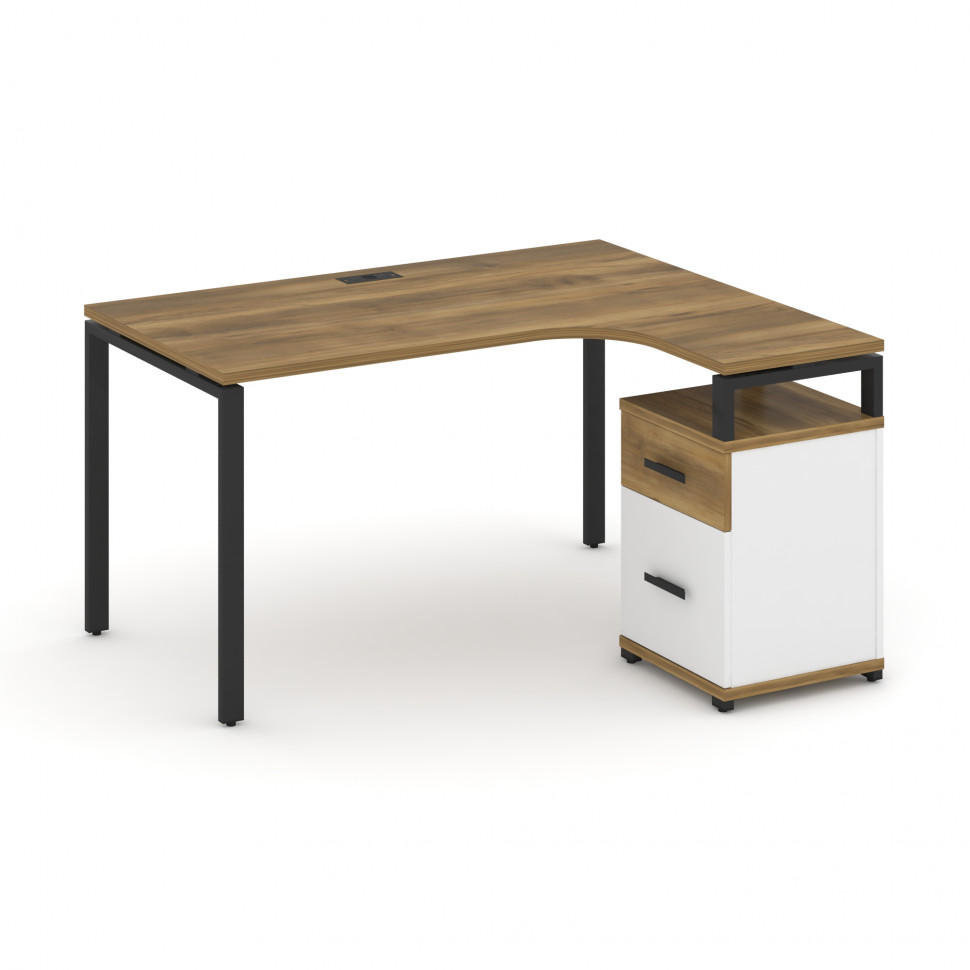 Concept Стол эргономичный с опорной тумбой CN.SA-306(R) B Сандал Янтарный/Белый Бриллиант/Металл Чер