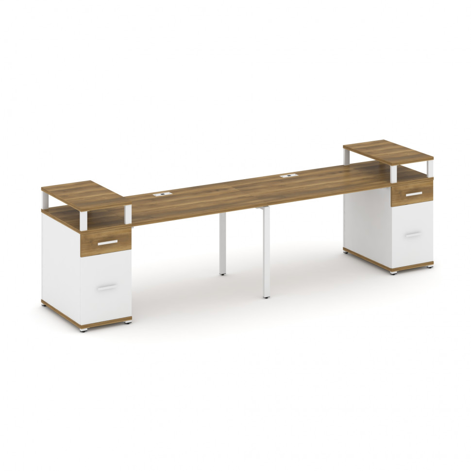 Concept Рабочая станция 2 места с 2 опорными тумбами CN.ORS-430 W Сандал Янтарный/Белый Бриллиант/Ме Concept Рабочая станция 2 места с 2 опорными тумбами CN.ORS-430 W Сандал Янтарный/Белый Бриллиант/Ме