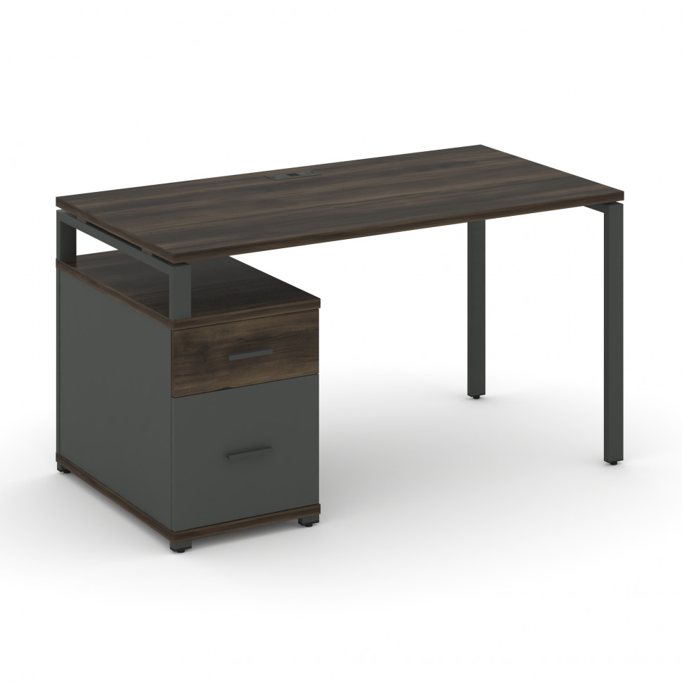 Concept Стол письменный с 1 опорной тумбой CN.SP-307 A Дуб Мали/Антрацит/Металл Антрацит 1380/1746*7