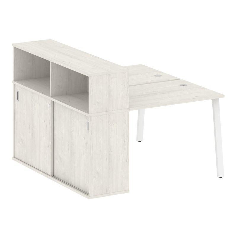 Metal System Рабочая станция с шкафом-купе на А-образном м/к БА.РС-СШК-2.1 Т Дуб Наварра/Металл Белы