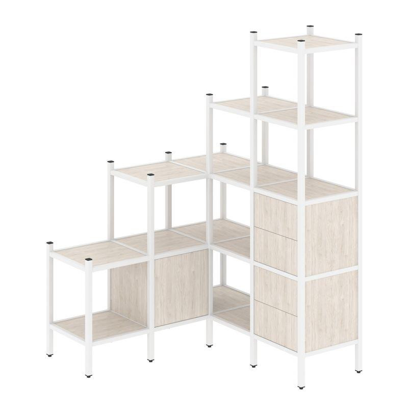 Loft Угловой внутренний стеллаж VR.L-40 Денвер Светлый/Металл Белый 1278*1278*1869 Loft Угловой внутренний стеллаж VR.L-40 Денвер Светлый/Металл Белый 1278*1278*1869