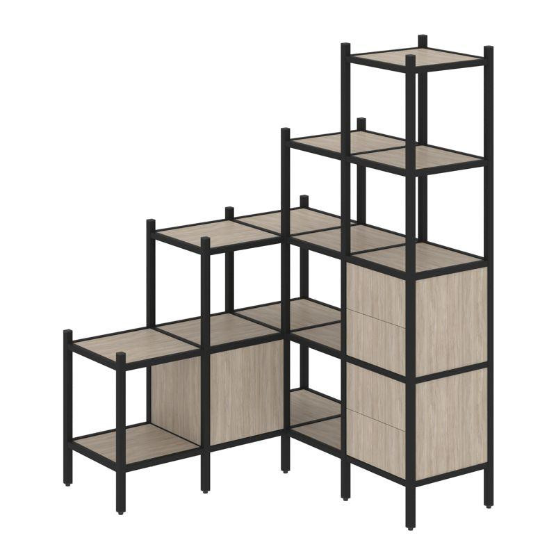 Loft Угловой внутренний стеллаж VR.L-40 Дуб Аттик/Металл Черный 1278*1278*1869 Loft Угловой внутренний стеллаж VR.L-40 Дуб Аттик/Металл Черный 1278*1278*1869