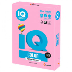 Бумага цветная IQ color, А4, 80 г/м2, 500 л., неон, розовая, NEOPI