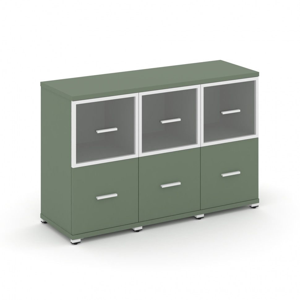 Concept Шкаф 3 узкие секции, 2 ниши CN.STU-232 RPW W Кобо/Металл Белый/Прозрачный 1252*420*818