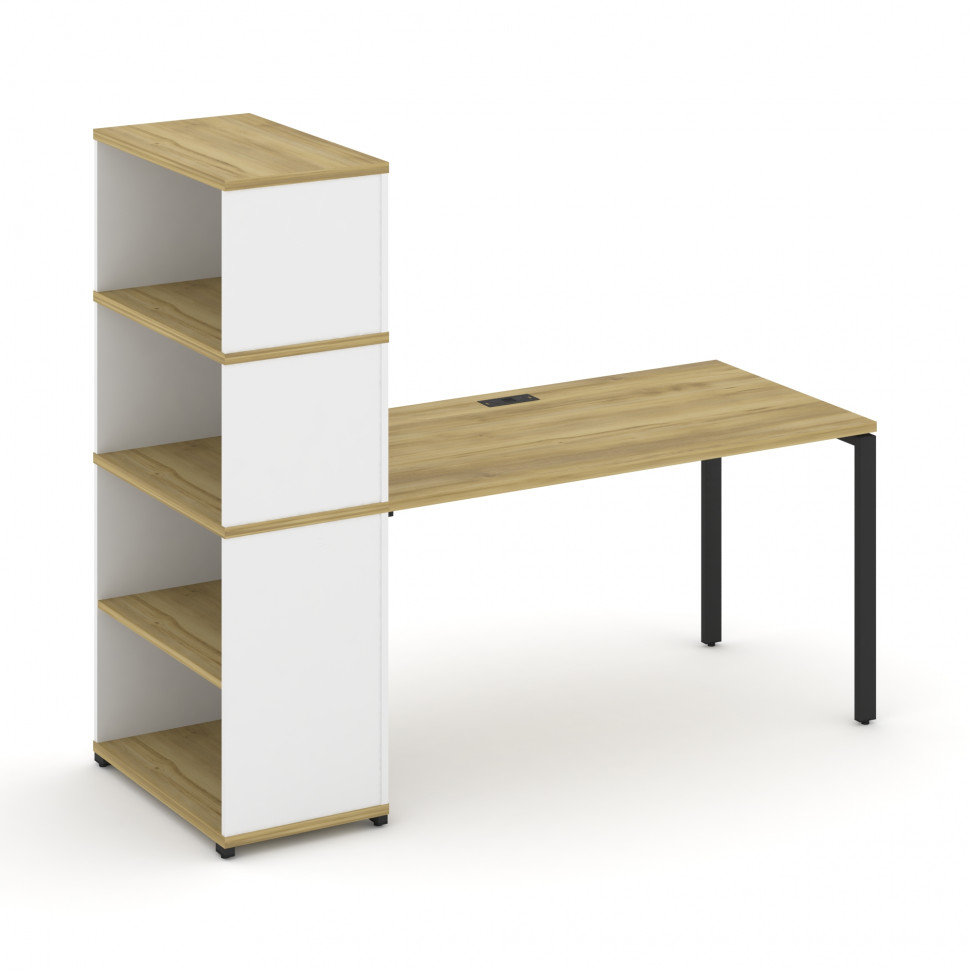 Concept Стол рабочий с опорным стеллажом с надставкой выс. CN.SP-215 Дуб Винченцо/Белый Бриллиант/Ме