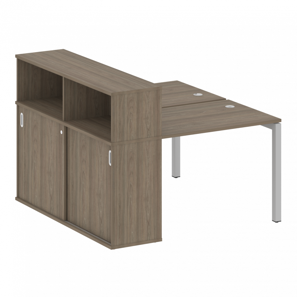 Metal System Quattro Рабочая станция с шкафом-купе на П-образном м/к 50БП.РС-СШК-2.1 Т Вяз Благородн