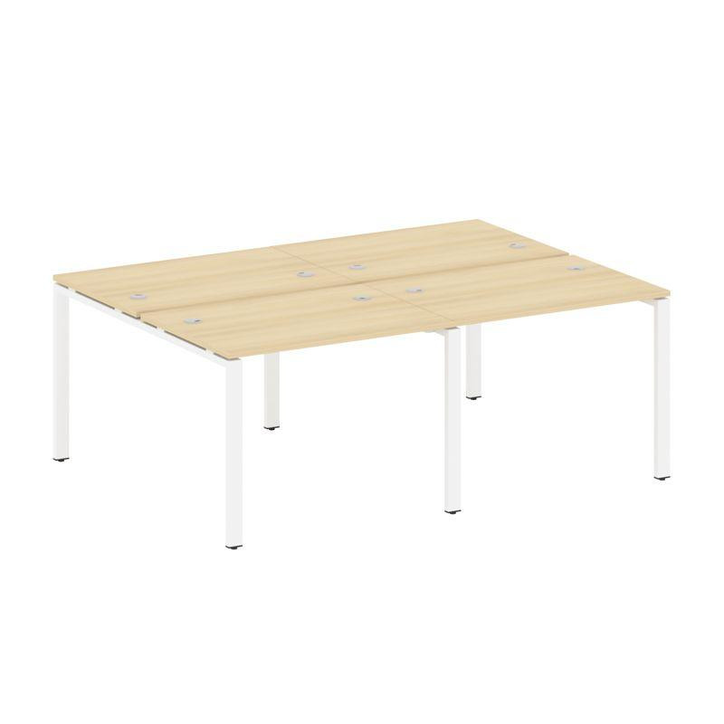 Metal System Рабочая станция на 4 места на П-образном м/к БП.СМ-4.1 Акация Лорка/Металл Белый 2000*1