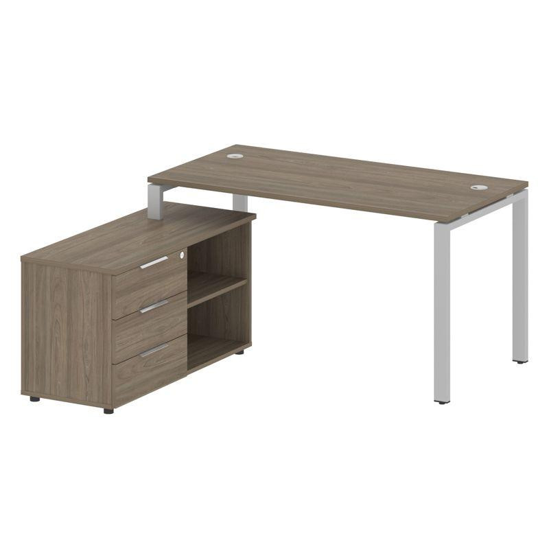 Metal System Рабочая станция с тумбой на П-образном м/к БП.РС-СТС-2.3 (L) Вяз Благородный/Металл Сер