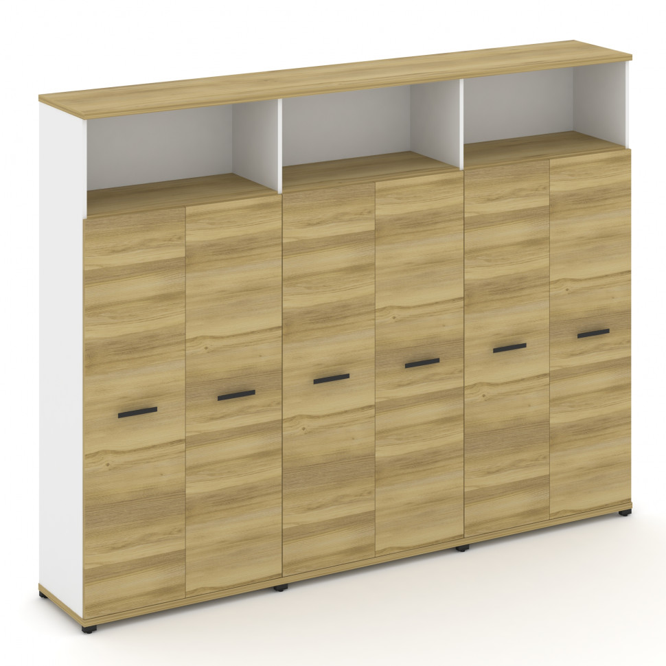 Concept Шкаф 3 широкие секции, 5 ниш CN.STS-536 B Дуб Винченцо/Белый Бриллиант/Металл Черный 2500*42