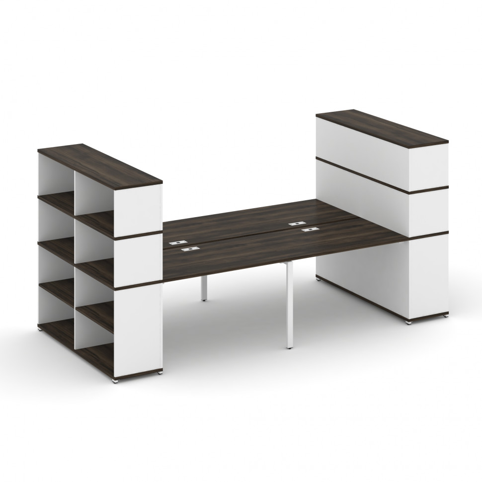 Concept Рабочая станция с опорными стеллажами с надставкой выс. CN.DRS-258 Дуб Мали/Белый Бриллиант/